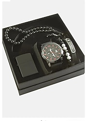 🖤 Şıklığı Bir Arada Sunan #Erkek #Aksesuar Seti Zamansız tasarım, güçlü duruş!  Kayışlı kol #saati, #tesbih, #bileklik