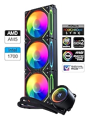 Gametech Hydra Siyah Ahd360mm Isı Dereceli Amd/intel Aynalı Fan Argb Sıvı Soğutma