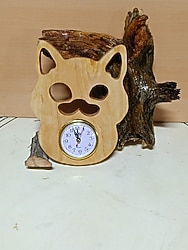 Kedi Severlere Özel – Ahşap Kedi Kafası Duvar Saati