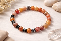 Doğal Çatlak Akik (Crackle Agate) unisex Taş Bileklik