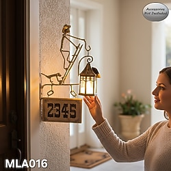 Merdivenli İtfaiyeci Metal Duvar Askısı - Fener Askılığı - Rustik El Yapımı Hediye Dekoru - Mla016