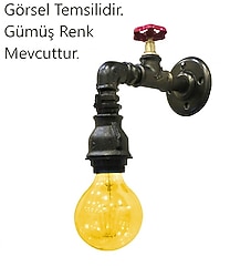 Vanalı Musluk Boru Aplik (Renk-GÜMÜŞ)