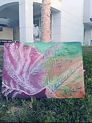 El yapımı fırça ile akrilik tablo sanatçı imzalı