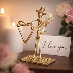 Kişiye Özel İskelet Figür Hediye - Romantik Metal Heykel - Benzersiz Aşk Dekoru - Mf001