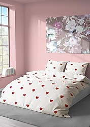 Pamuklu Çift Kişilik Nevresim Seti kalpli