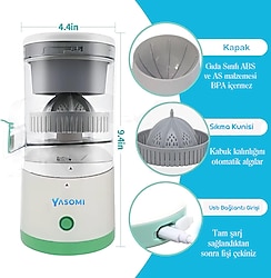 Yasomi Citromix Taşınabilir Usb Şarjlı Mini Narenciye Ve Meyve Sıkacağı (Yeşil)