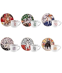 Karaca Perro Köpekler Hayvanlar 6 Kişilik Kahve Fincan Takımı 80