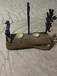 Ahşap İkili Mumluk