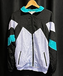 Siyah-Lila-Turkuaz Bomba! Vintage Verve Shell Bomber Yağmurluk Jacket.